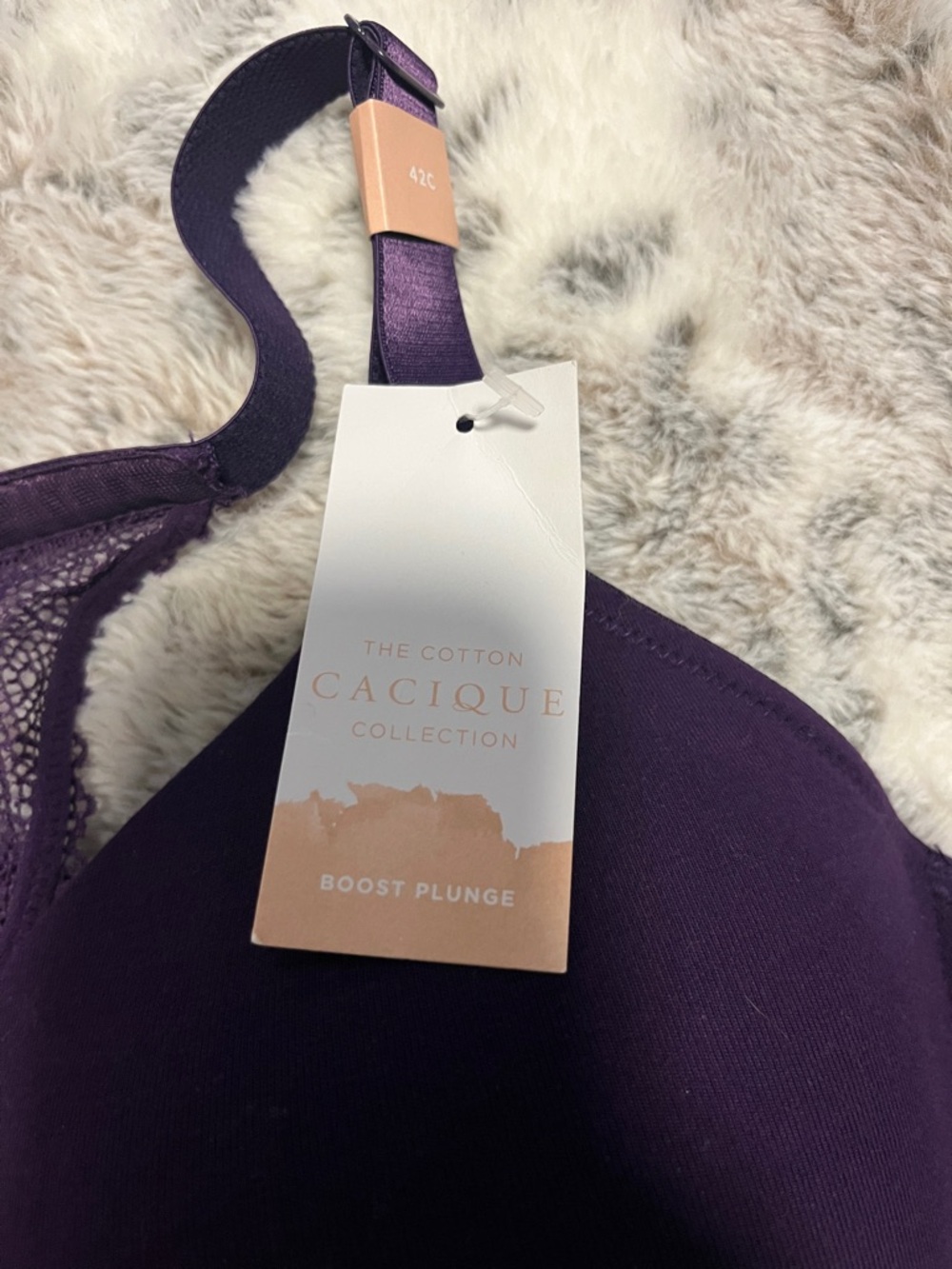 NWT Cacique Deep Purple Boost Plunge Lace-Back T-Shirt Bra - Picture 2 of 6